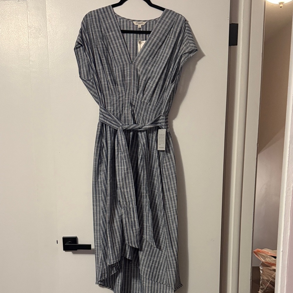 Max Studio Blue and White High Low Dress